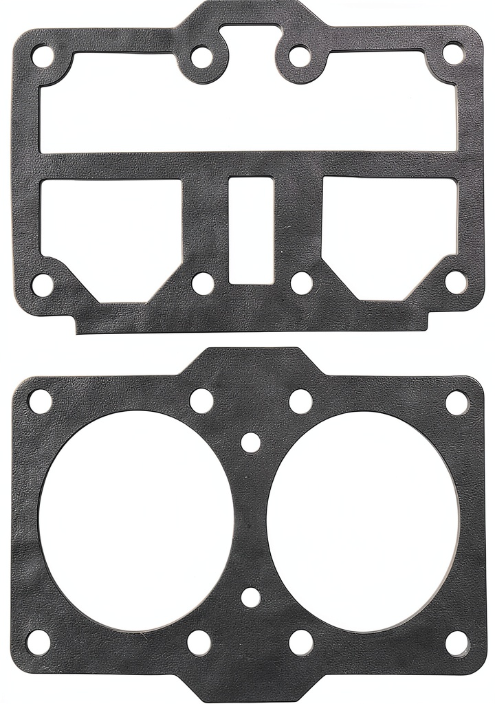 WFCYQ air compressor gaskets with part numbers 046-0152 and 046-0151 displayed on a workbench