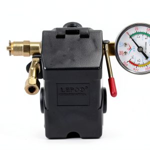 Lefoo Air Compressor Pressure Gauge Automatic Shut-Off Black-0