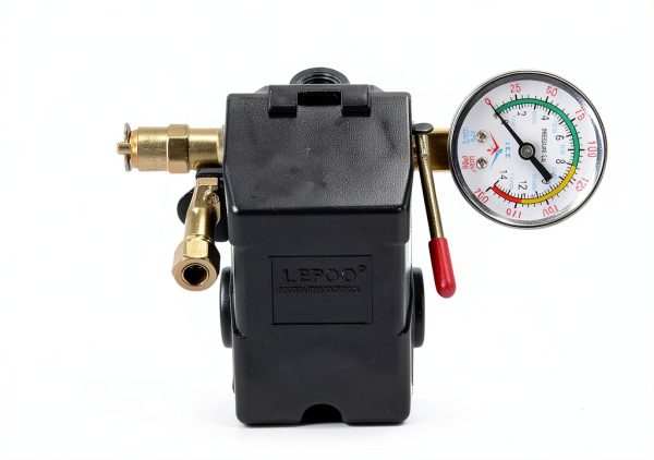 Lefoo Air Compressor Pressure Gauge Automatic Shut-Off Black-0