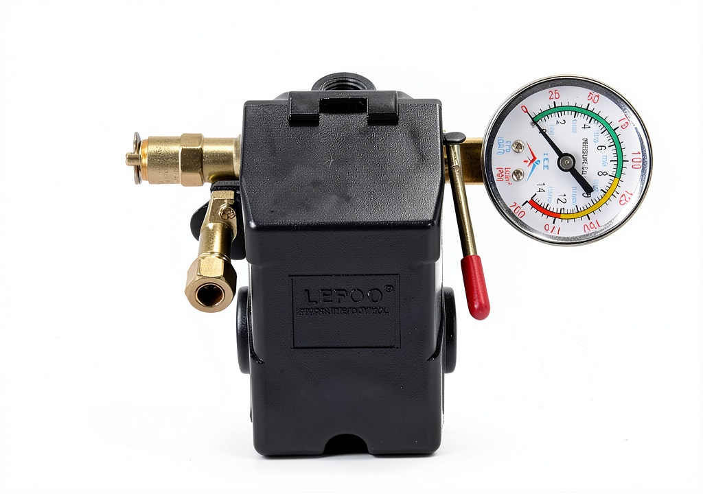 Lefoo pressure gauge installed on an air compressor unit