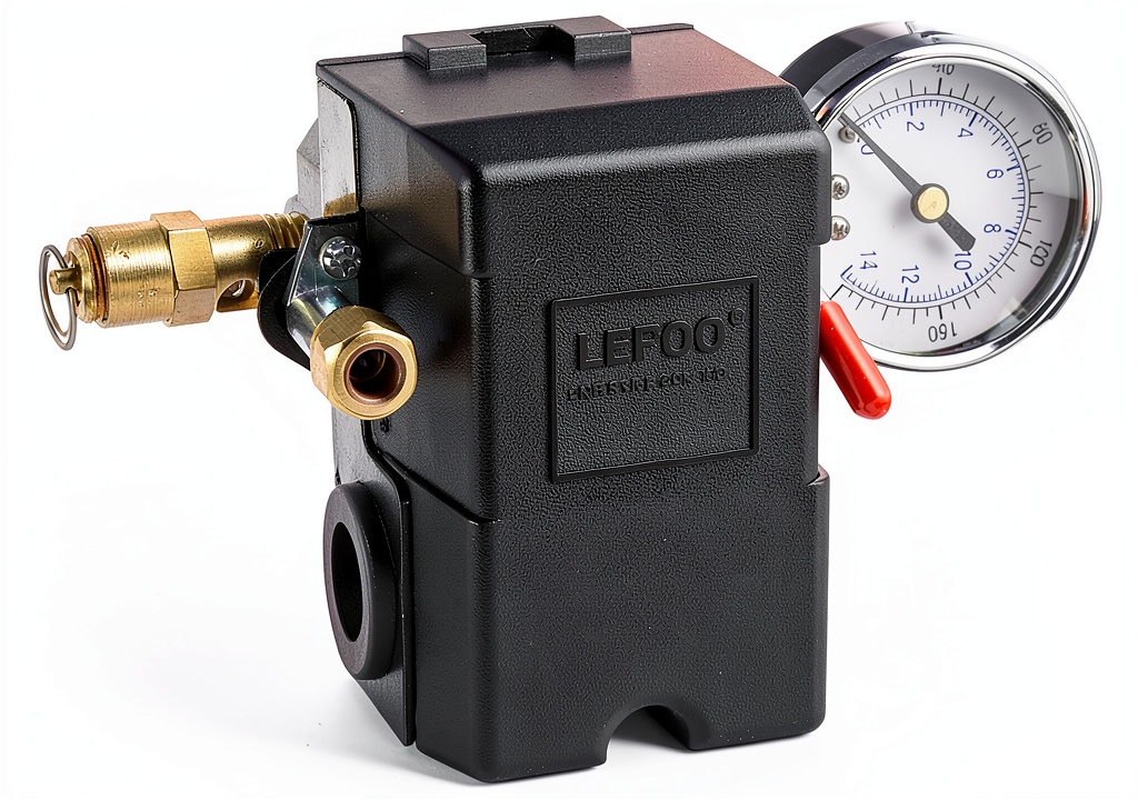 Lefoo LF10A-H4 air compressor pressure switch with gauge and pop-off valve