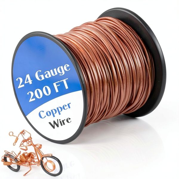 Therwen 200ft 24 Gauge Solid Copper Wire Pure Bare for Jewelry Making-0