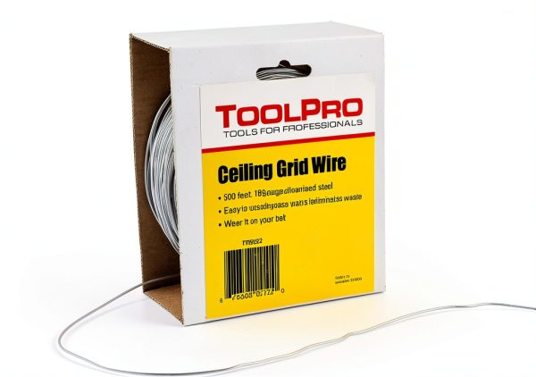 ToolPro 18 Gauge Ceiling Grid Wire - 300 Foot Roll with Carton Dispenser, Heavy Duty Wire for Drop Ceiling Installation -Cut to The Length You Want with no Waste-0