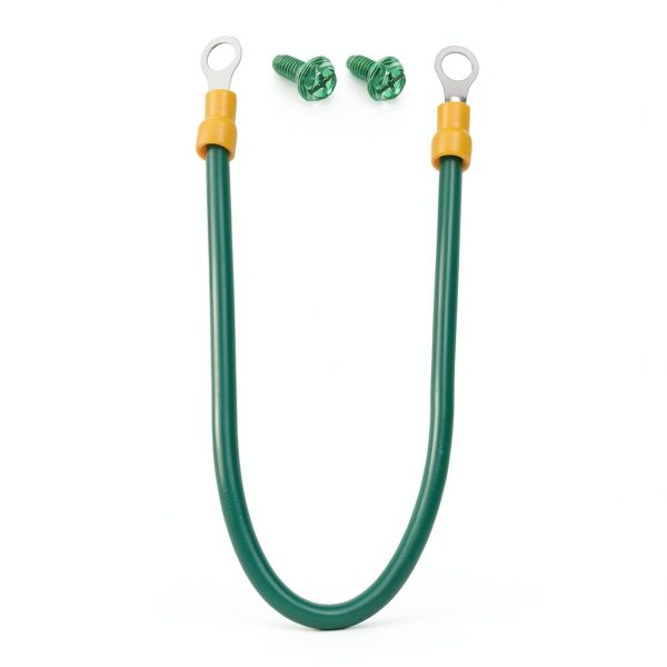 Grounding Pigtail: 12AWG Green Stranded Copper Wire, 8-Inch Length, with 10/32 x 3/8 Green Screw - Quick 5-Second Installation(15 Pack)-2