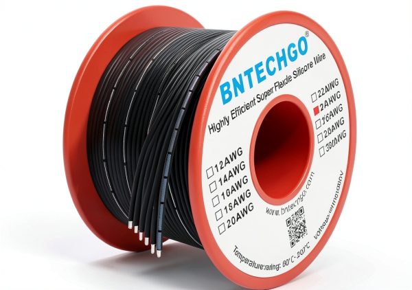 BNTECHGO 24 Gauge Silicone Ribbon Cable Flexible 6P Black 25 ft Flat Cable 24 AWG Stranded Tinned Copper Wire-0
